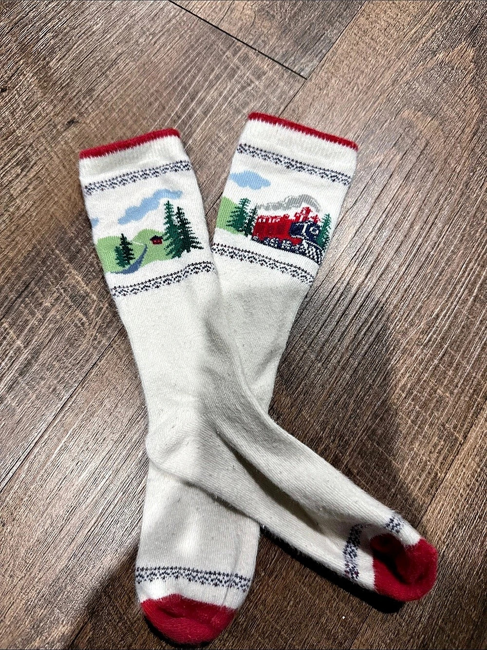 Janie and jack Christmas train socks 2T boys